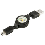 Cavo dati e caricabatterie USB retrattile per Motorola V3 / telefono cellulare / MP3 / MP4 / fotocamera digitale / GPS, lunghezza: 10 cm (può essere esteso fino a 80 cm), nero, USB 2.0 to Mini 5 Pin, USB 1.1 to Mini 5 Pin