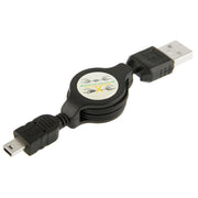 Cavo dati e caricabatterie USB retrattile per Motorola V3 / telefono cellulare / MP3 / MP4 / fotocamera digitale / GPS, lunghezza: 10 cm (può essere esteso fino a 80 cm), nero, USB 2.0 to Mini 5 Pin, USB 1.1 to Mini 5 Pin