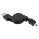Cavo dati e caricabatterie USB retrattile per Motorola V3 / telefono cellulare / MP3 / MP4 / fotocamera digitale / GPS, lunghezza: 10 cm (può essere esteso fino a 80 cm), nero, USB 2.0 to Mini 5 Pin, USB 1.1 to Mini 5 Pin