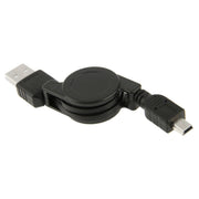 Cavo dati e caricabatterie USB retrattile per Motorola V3 / telefono cellulare / MP3 / MP4 / fotocamera digitale / GPS, lunghezza: 10 cm (può essere esteso fino a 80 cm), nero, USB 2.0 to Mini 5 Pin, USB 1.1 to Mini 5 Pin