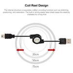 Cavo dati e caricabatterie USB retrattile per Motorola V3 / telefono cellulare / MP3 / MP4 / fotocamera digitale / GPS, lunghezza: 10 cm (può essere esteso fino a 80 cm), nero, USB 2.0 to Mini 5 Pin, USB 1.1 to Mini 5 Pin