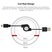 Cavo dati e caricabatterie USB retrattile per Motorola V3 / telefono cellulare / MP3 / MP4 / fotocamera digitale / GPS, lunghezza: 10 cm (può essere esteso fino a 80 cm), nero, USB 2.0 to Mini 5 Pin, USB 1.1 to Mini 5 Pin