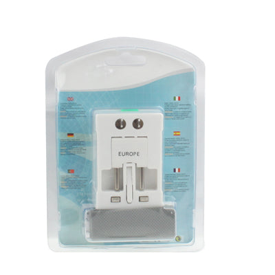 Universal US/EU/AU/UK Travel AC Power Adapter Plug with USB Charger Socket, With USB Port