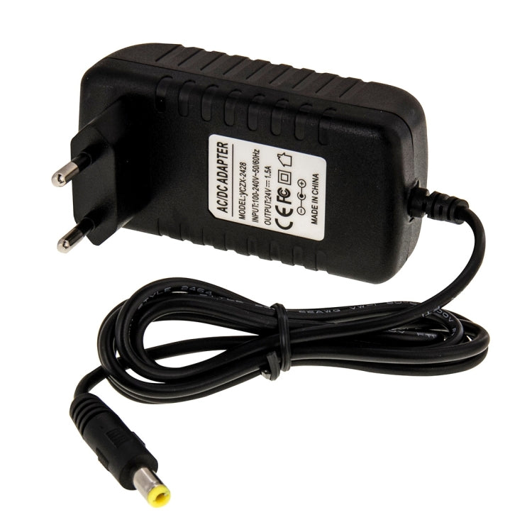 Spina UE Adattatore di alimentazione CA da 100-240 V a CC 24 V 1,5 A, punte: 5,5 x 2,1 mm, lunghezza del cavo: circa 1,2 m, EU Plug DC 24V 1.5A