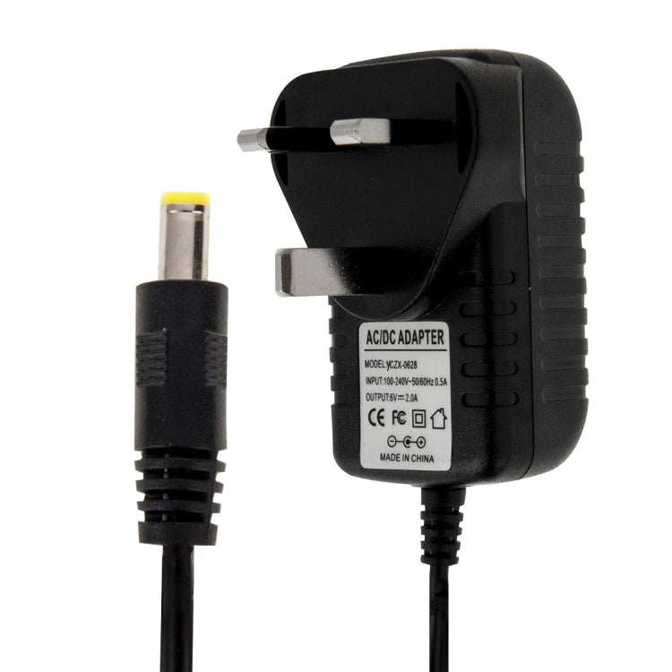 Adattatore di alimentazione CA da 100-240 V a CC 6 V 2 A con spina UK, punte: 5,5 x 2,1 mm, lunghezza cavo: circa 1,2 m, UK Plug DC 6V 2A