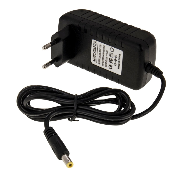 Adattatore di alimentazione CA 100-240 V a CC 12 V 3 A con spina UE, punte: 5,5 x 2,1 mm, lunghezza cavo: circa 1,2 m, EU Plug DC 12V 3A