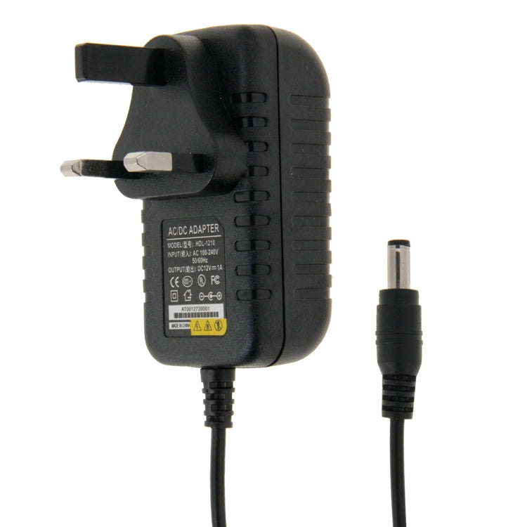 Adattatore di alimentazione CA da 100-240 V a CC 12 V 1 A con spina UK, punte: 5,5 x 2,1 mm, lunghezza del cavo: circa 90 cm, DC 12V 1A, UK Plug