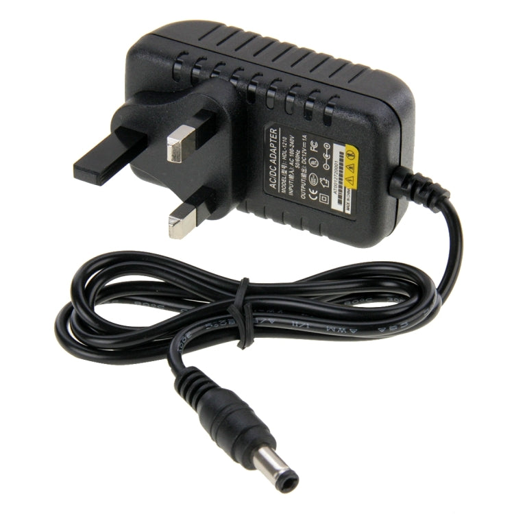 Adattatore di alimentazione CA da 100-240 V a CC 12 V 1 A con spina UK, punte: 5,5 x 2,1 mm, lunghezza del cavo: circa 90 cm, DC 12V 1A, UK Plug