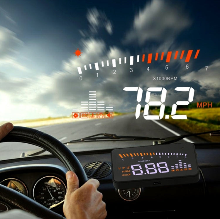 X5 HUD Head Up Display multi-auto universale da 3 pollici con sistema OBDII EOBD, sensori di luce, velocità di rotazione, unità di velocità di rotazione, contrassegno unità, tensione, temperatura dell'acqua, contrassegno di allarme, X5 HUD 3 inch