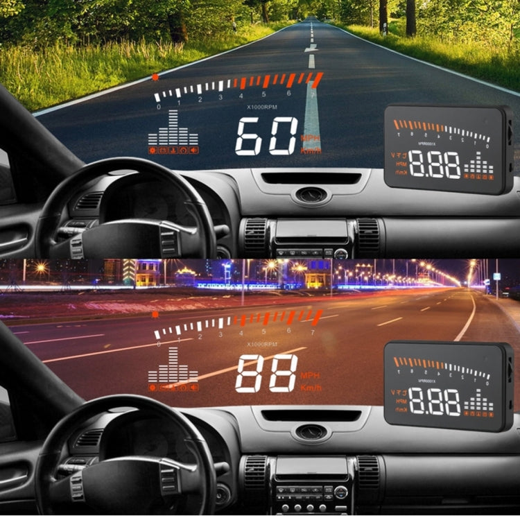 X5 HUD Head Up Display multi-auto universale da 3 pollici con sistema OBDII EOBD, sensori di luce, velocità di rotazione, unità di velocità di rotazione, contrassegno unità, tensione, temperatura dell'acqua, contrassegno di allarme, X5 HUD 3 inch