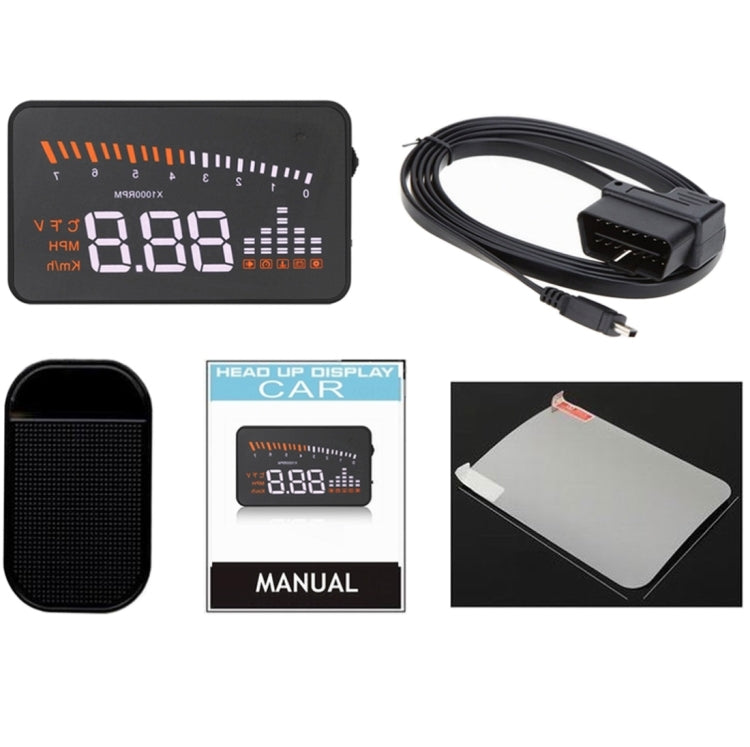 X5 HUD Head Up Display multi-auto universale da 3 pollici con sistema OBDII EOBD, sensori di luce, velocità di rotazione, unità di velocità di rotazione, contrassegno unità, tensione, temperatura dell'acqua, contrassegno di allarme, X5 HUD 3 inch