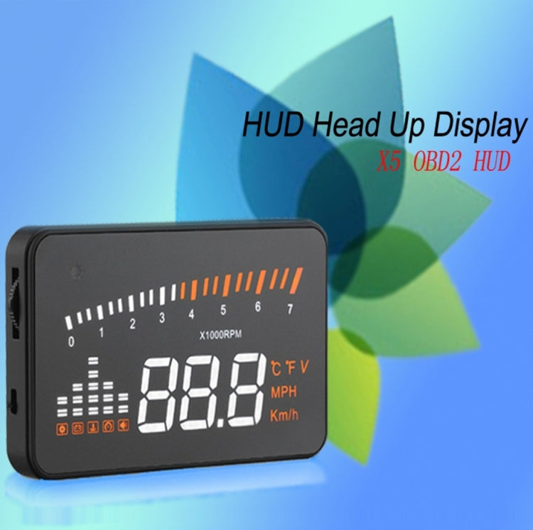 X5 HUD Head Up Display multi-auto universale da 3 pollici con sistema OBDII EOBD, sensori di luce, velocità di rotazione, unità di velocità di rotazione, contrassegno unità, tensione, temperatura dell'acqua, contrassegno di allarme, X5 HUD 3 inch
