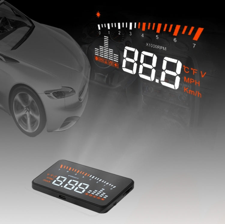 X5 HUD Head Up Display multi-auto universale da 3 pollici con sistema OBDII EOBD, sensori di luce, velocità di rotazione, unità di velocità di rotazione, contrassegno unità, tensione, temperatura dell'acqua, contrassegno di allarme, X5 HUD 3 inch