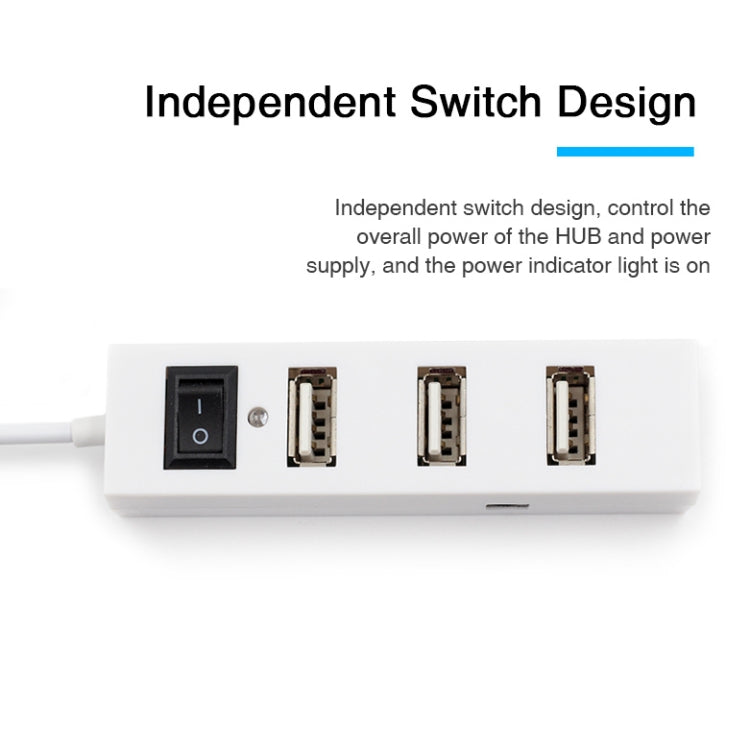 Adattatore splitter USB HUB 2.0 USB a 4 porte con interruttore, 4 Ports with Switch (White), 4 Ports with Switch (Black)