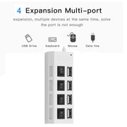 Hub USB 2.0 a 4 porte Splitter USB ad alta velocità 480 Mbps con interruttore ON/OFF, 4 LED, 4 Ports (White)