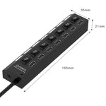 Hub USB 2.0 a 7 porte con interruttore ON/OFF e LED