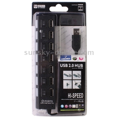 Hub USB 2.0 a 7 porte con interruttore ON/OFF e LED