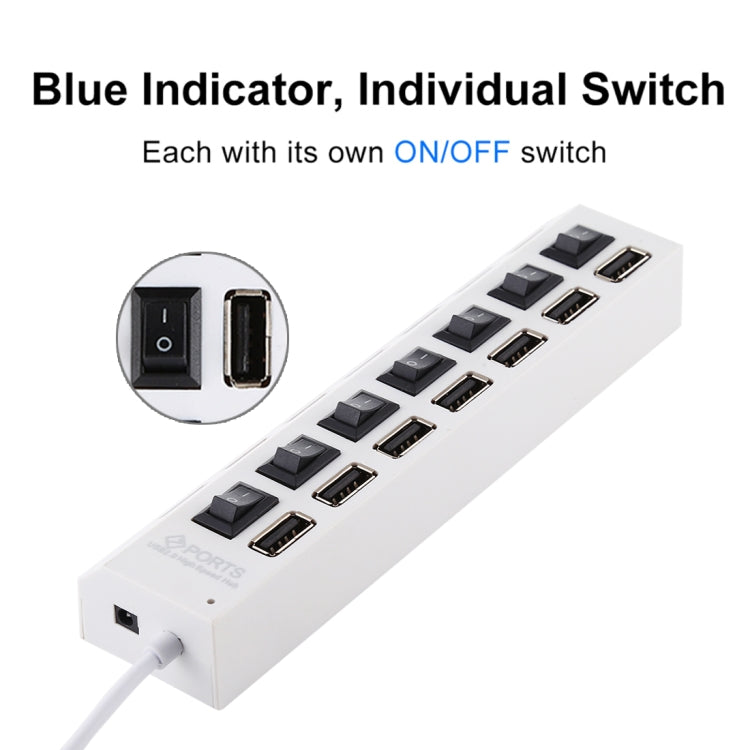 Hub USB 2.0 a 7 porte con interruttore ON/OFF e LED