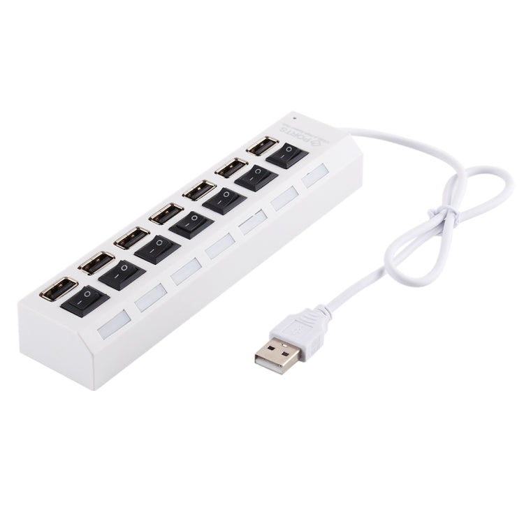 Hub USB 2.0 a 7 porte Splitter USB ad alta velocità 480 Mbps con interruttore ON/OFF / 7 LED, 7 Ports (White), 7 Ports (Black)