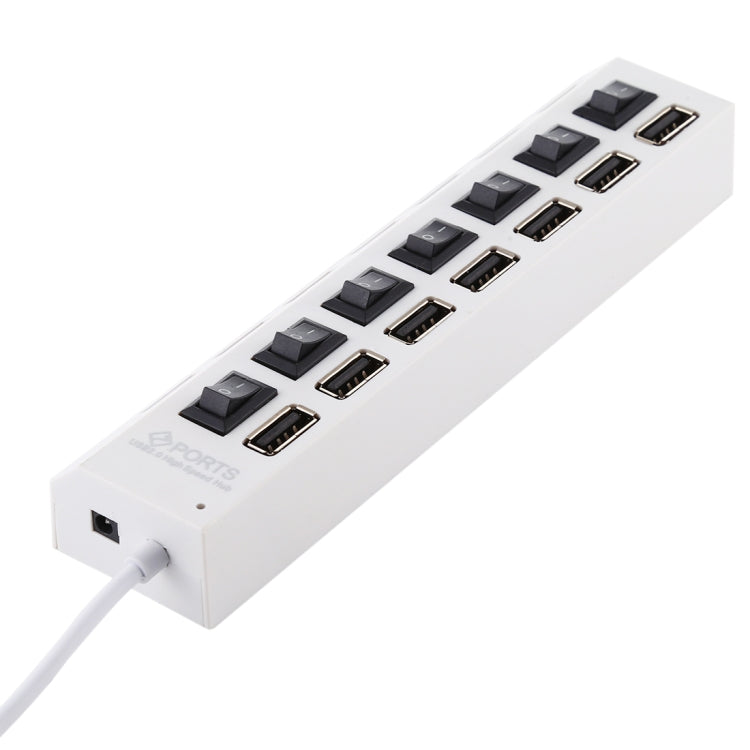 Hub USB 2.0 a 7 porte Splitter USB ad alta velocità 480 Mbps con interruttore ON/OFF / 7 LED, 7 Ports (White), 7 Ports (Black)