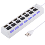 Hub USB 2.0 a 7 porte Splitter USB ad alta velocità 480 Mbps con interruttore ON/OFF / 7 LED, 7 Ports (White), 7 Ports (Black)