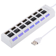 Hub USB 2.0 a 7 porte Splitter USB ad alta velocità 480 Mbps con interruttore ON/OFF / 7 LED, 7 Ports (White), 7 Ports (Black)