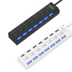 Hub USB 2.0 a 7 porte con interruttore ON/OFF e LED