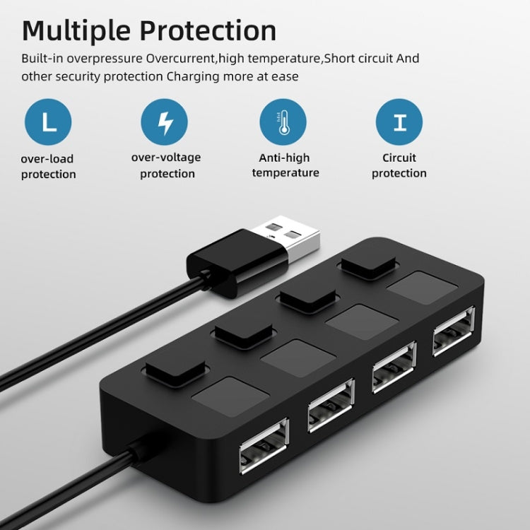 HUB USB 2.0 a 4 porte con 4 switch, 4 Ports with 4 Switch (Black), 4 Ports with 4 Switch (White)