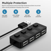 HUB USB 2.0 a 4 porte con 4 switch, 4 Ports with 4 Switch (Black), 4 Ports with 4 Switch (White)