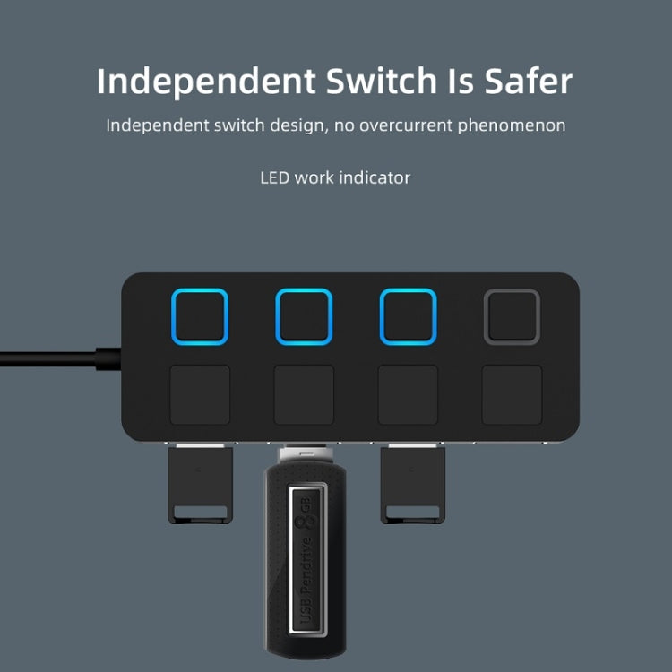HUB USB 2.0 a 4 porte con 4 switch, 4 Ports with 4 Switch (Black), 4 Ports with 4 Switch (White)