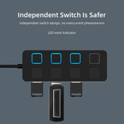 HUB USB 2.0 a 4 porte con 4 switch, 4 Ports with 4 Switch (Black), 4 Ports with 4 Switch (White)