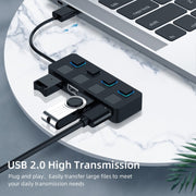 HUB USB 2.0 a 4 porte con 4 switch, 4 Ports with 4 Switch (Black), 4 Ports with 4 Switch (White)