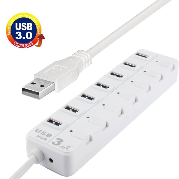 Hub USB 3.0 a 7 porte con switch individuali per ciascuna porta di trasferimento dati, 7 Ports (White), 7 Ports (Black)