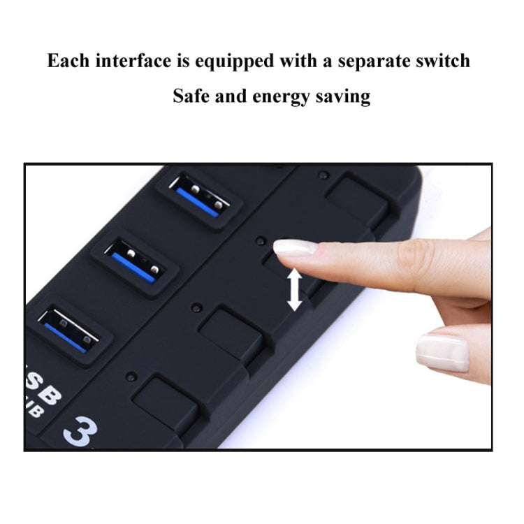Hub USB 3.0 a 7 porte con switch individuali per ciascuna porta di trasferimento dati, 7 Ports (White), 7 Ports (Black)