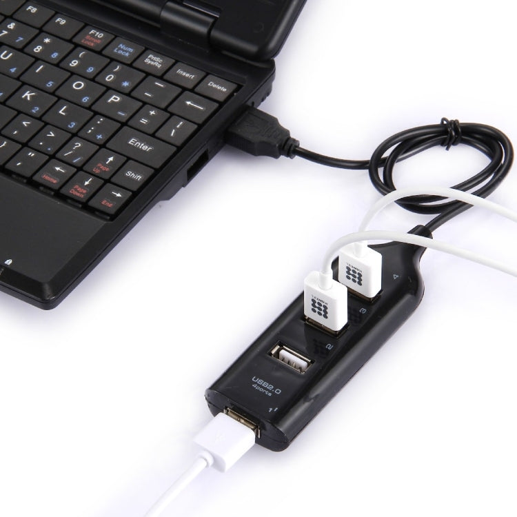 HUB USB 2.0 a 4 porte, lunghezza cavo: 30 cm, 4 Ports (Black), 4 Ports (White)