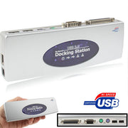 Docking station USB 2.0 ad alta velocità con 8 porte (2xUSB 2.0 + mouse PS2 + tastiera PS2 + RS232 + DB25 + LAN + upstream),Nero, Docking Station (Silver), Docking Station (Black)