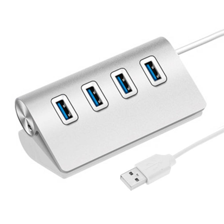 Splitter USB portatile in alluminio HUB USB 3.0 a 4 porte da 5 Gbps ad alta velocità, supporto 2 TB, 4 Ports (Silver)