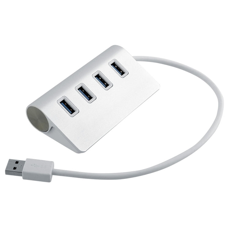 Splitter USB portatile in alluminio HUB USB 3.0 a 4 porte da 5 Gbps ad alta velocità, supporto 2 TB, 4 Ports (Silver)