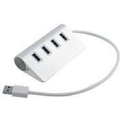 Splitter USB portatile in alluminio HUB USB 3.0 a 4 porte da 5 Gbps ad alta velocità, supporto 2 TB, 4 Ports (Silver)