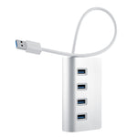 Splitter USB portatile in alluminio HUB USB 3.0 a 4 porte da 5 Gbps ad alta velocità, supporto 2 TB, 4 Ports (Silver)