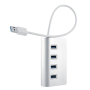 Splitter USB portatile in alluminio HUB USB 3.0 a 4 porte da 5 Gbps ad alta velocità, supporto 2 TB, 4 Ports (Silver)