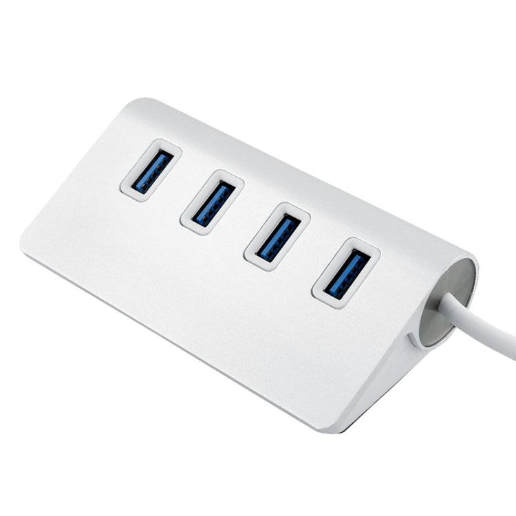 Splitter USB portatile in alluminio HUB USB 3.0 a 4 porte da 5 Gbps ad alta velocità, supporto 2 TB, 4 Ports (Silver)