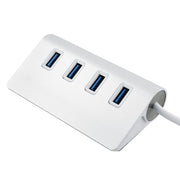 Splitter USB portatile in alluminio HUB USB 3.0 a 4 porte da 5 Gbps ad alta velocità, supporto 2 TB, 4 Ports (Silver)