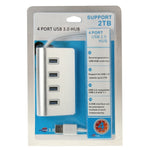 Splitter USB portatile in alluminio HUB USB 3.0 a 4 porte da 5 Gbps ad alta velocità, supporto 2 TB, 4 Ports (Silver)