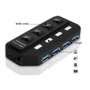 Hub USB 3.0 a 4 porte con switch individuali per ciascuna porta di trasferimento dati