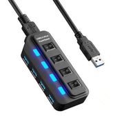 Hub USB 3.0 a 4 porte con switch individuali per ciascuna porta di trasferimento dati
