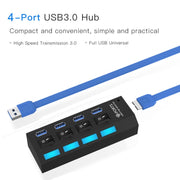 HUB USB 3.0 a 4 porte, super velocità 5 Gbps, plug and play, supporto 1 TB, 4 Ports (Black), 4 Ports (White)