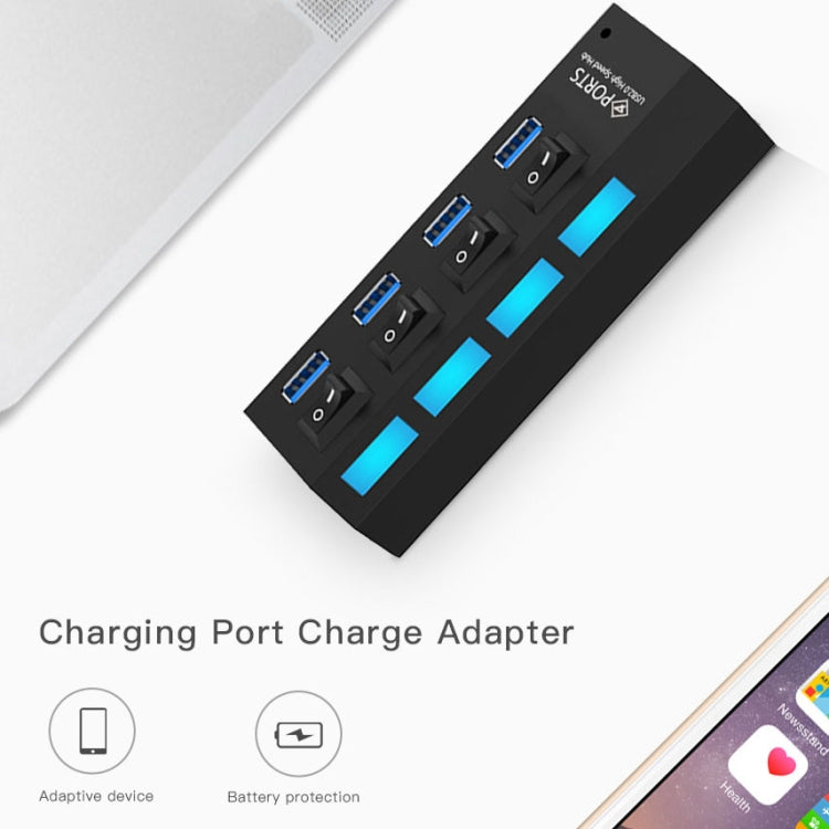HUB USB 3.0 a 4 porte, super velocità 5 Gbps, plug and play, supporto 1 TB, 4 Ports (Black), 4 Ports (White)