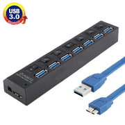 HUB USB 3.0 a 7 porte, super velocità 5 Gbps, plug and play, supporto 1 TB, 7 Ports (Black), 7 Ports (White)