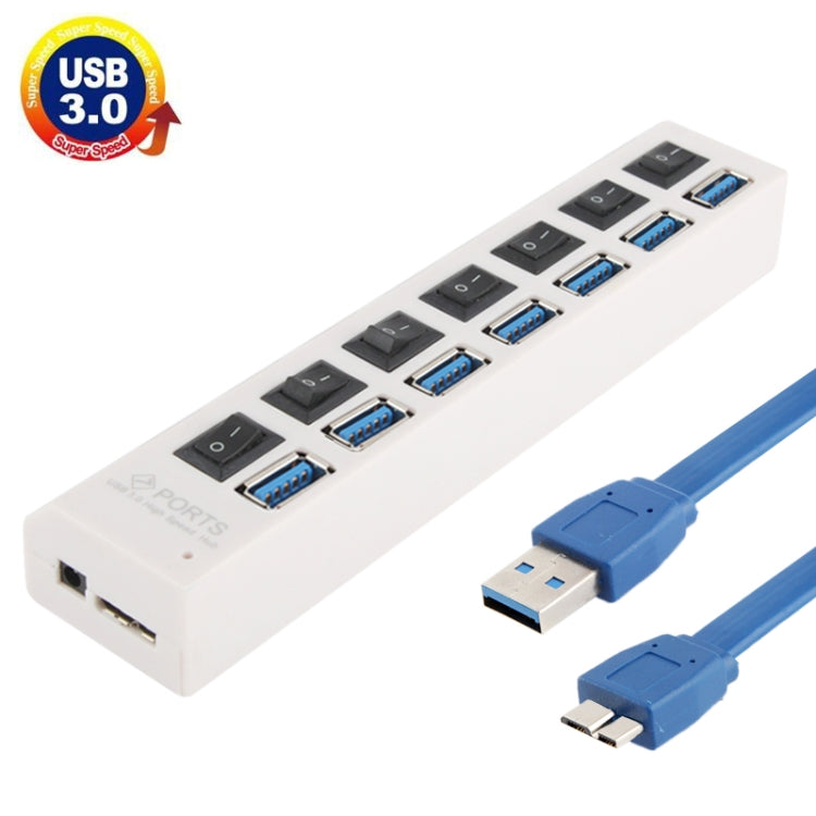 HUB USB 3.0 a 7 porte, super velocità 5 Gbps, plug and play, supporto 1 TB, 7 Ports (Black), 7 Ports (White)